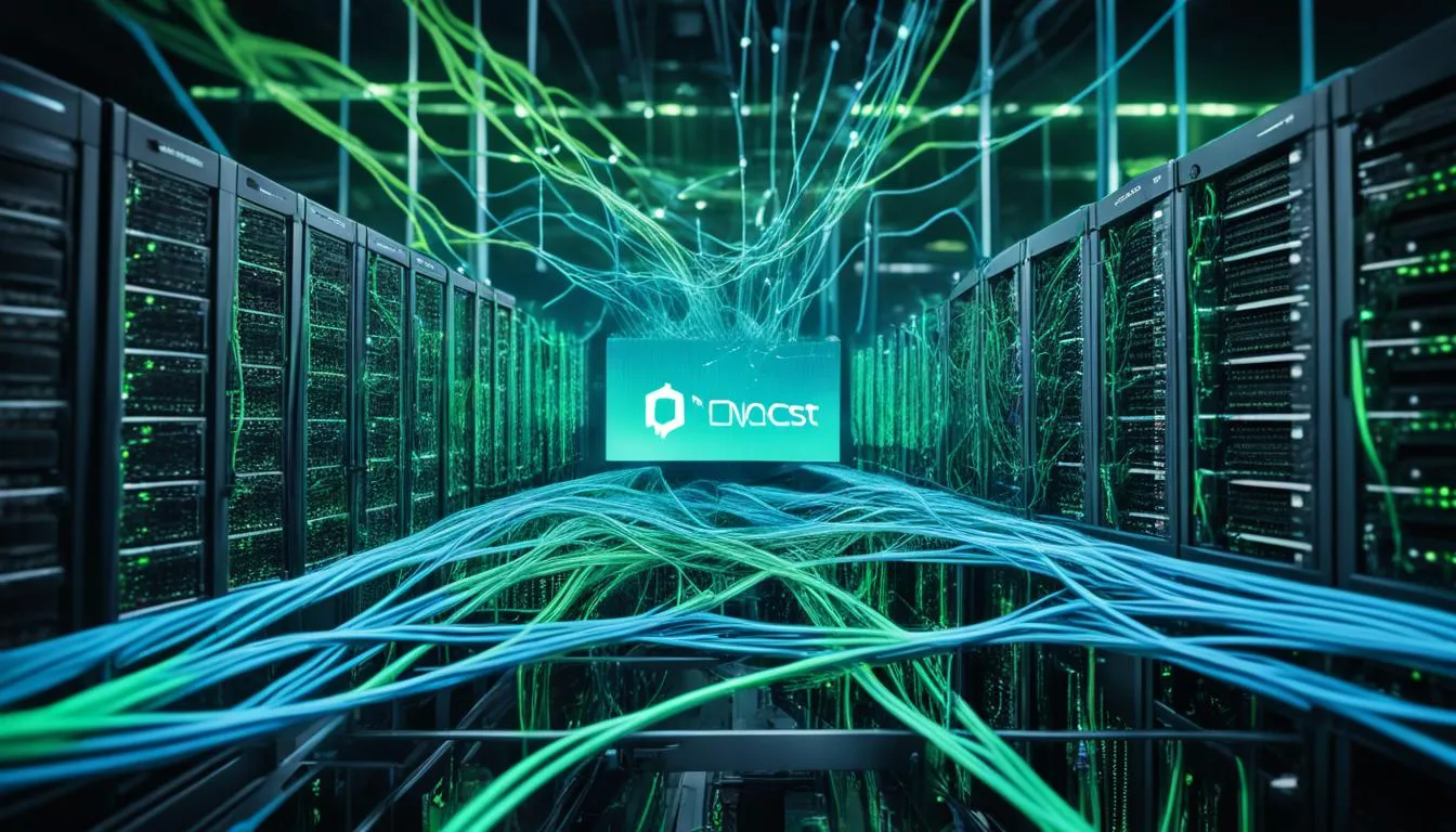 Mapa świata z serwerami DNS połączonymi wspólnym adresem anycast